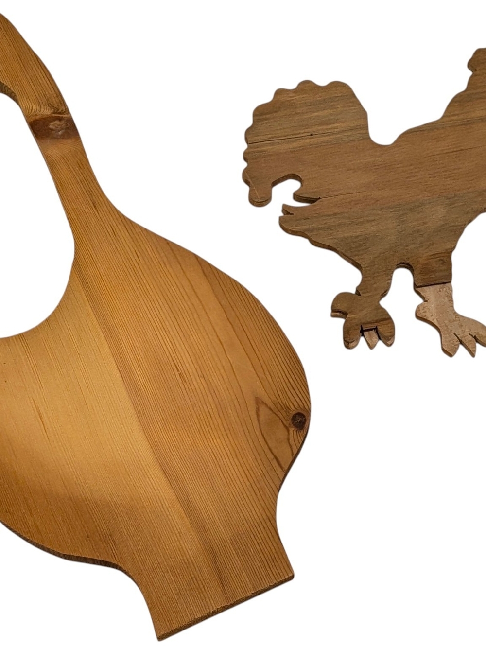 Vintage Set of 2 Antique Handmade Unfinished Raw Wood Cutouts - Picture 2 of 7